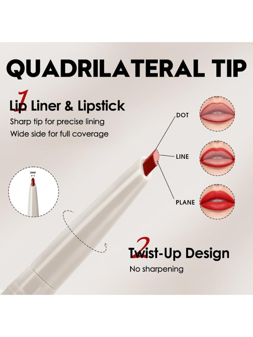 Women G06# Reddish Brown 2-in-1 Sculpting & Filling Long-lasting Lipliner Pencil - Picture 4 of 7